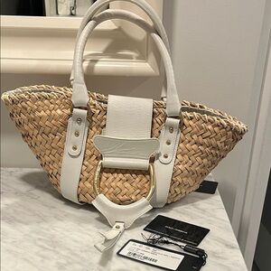 Dolce & Gabbana White and Tan Woven Satchel